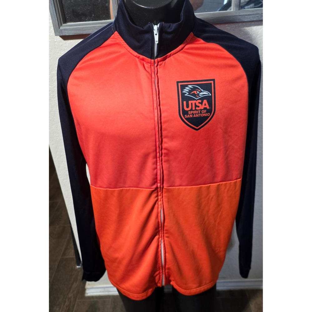 Champion UTSA Spirit of San Antonio SOSA Track Jacket Mens Large Orange Navy Zip